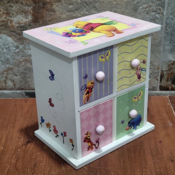Winnie the Pooh Wooden Two Drawer Chest Jewelry Trinket Box - Picture 14 of 15